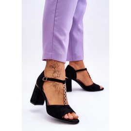Vinceza Sandales à talons hauts Aniya en daim noir avec zircons cubiques le noir 2