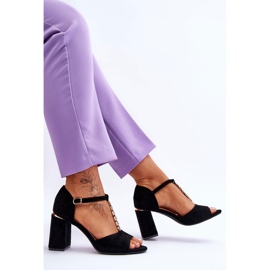 Vinceza Sandales à talons hauts Aniya en daim noir avec zircons cubiques le noir 6