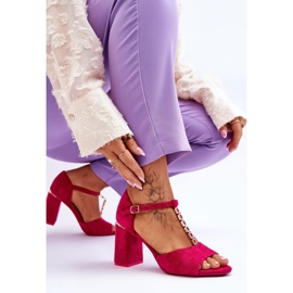 Vinceza Talons hauts en daim avec les zircons fuchsia rose 4