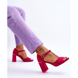 Vinceza Talons hauts en daim avec les zircons fuchsia rose 6
