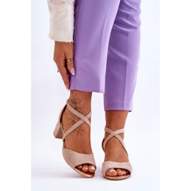 Vinceza Sandales à Talons Bas pour Femme Beige Quinn brun 1