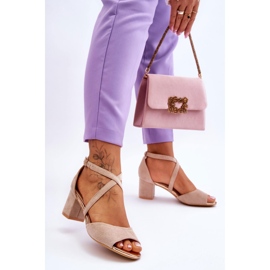 Vinceza Sandales à Talons Bas pour Femme Beige Quinn brun 2