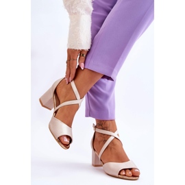 Vinceza Sandales en cuir à petit talon pour femmes Doré Quinn 2