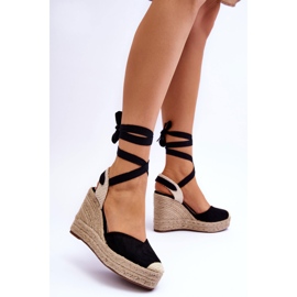 Sandales Attachées Sur Un Haut Compensé Noir Lendy le noir 2