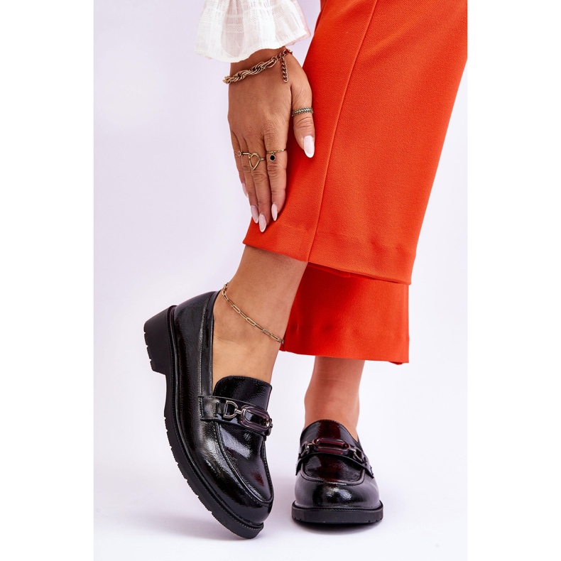 S.Barski Mocassins Mocassins Laqués à Décor Maura Noir le noir 1