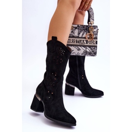 S.Barski Boots Femme Daim Ajouré Noir Adelia le noir 1