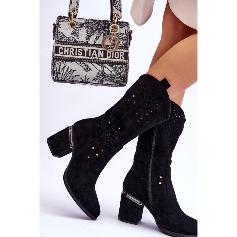 S.Barski Boots Femme Daim Ajouré Noir Adelia le noir 2