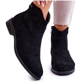 S.Barski Bottes à talon plat en daim pour femmes Black Liana le noir 9