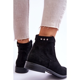 S.Barski Bottes à talon plat en daim pour femmes Black Liana le noir 5