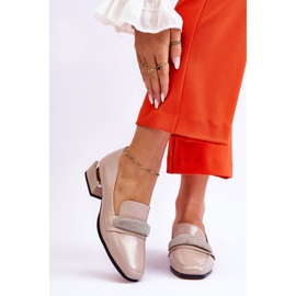 S.Barski Mocassins En Cuir Verni Avec Strass Beige Lavern 1 S.Barski Mocassins En Cuir Verni Avec Strass Beige Lavern 1