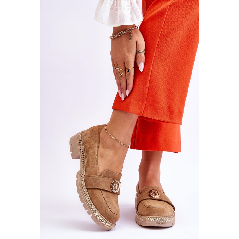 FILIPCZYK Elégants mocassins en daim beige foncé Laverne 1