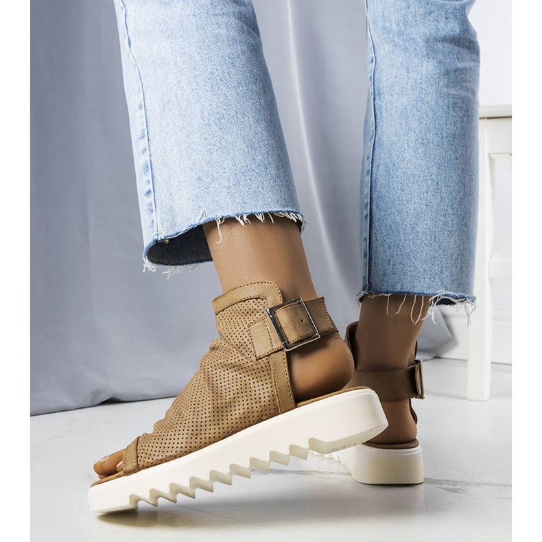 PA1 Sandales ajourées marron Beulah beige 1