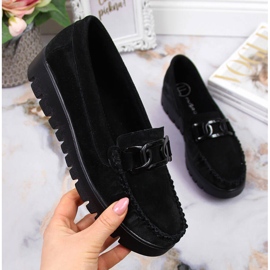 Mocassins en cuir noir pour femmes sur la plate-forme Filippo DP3334 le noir 3