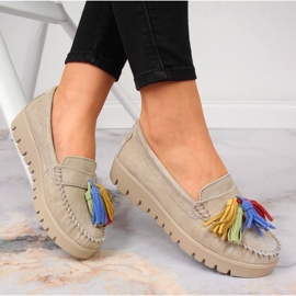 Mocassins femme en cuir à franges beige Filippo DP3535 1