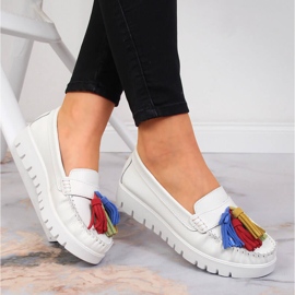 Mocassins femme en cuir à franges blanc Filippo DP3535 blanche 1