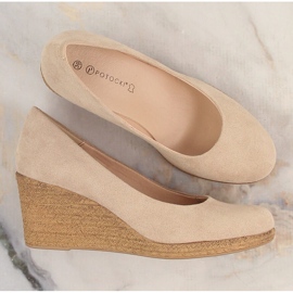 Escarpins compensés en daim beige femme Potocki SZ12024 4