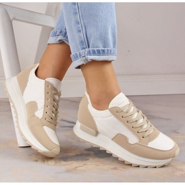 Chaussures de sport pour femmes sur la plateforme Potocki PY16021 beige 1