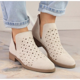 M. DASZYŃSKI Bottines femme en daim ajouré beige M.Daszyński SA62-102 3