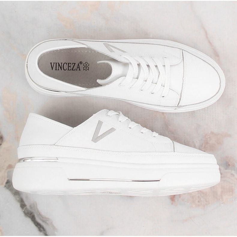 Chaussures de sport en cuir blanc pour femme Vinceza SG23-7857 1