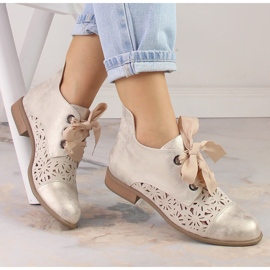 Bottines talon plat or ajourées femme Jezzi ASA142-6A d'or 1