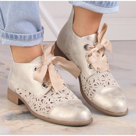 Bottines talon plat or ajourées femme Jezzi ASA142-6A d'or 5