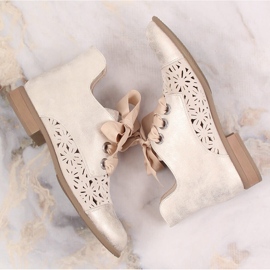 Bottines talon plat or ajourées femme Jezzi ASA142-6A d'or 6