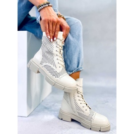BM Bottines à lacets ajourées Wyman Beige 4