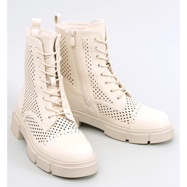 BM Bottines à lacets ajourées Wyman Beige 2