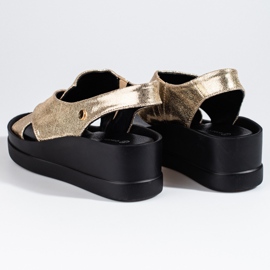 Sandales compensées Shelovet dorées femme 1
