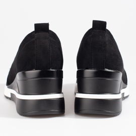 SHELOVET Chaussures compensées femme daim noir Potocki le noir 5