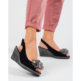 W. Potocki Sandales espadrilles compensées noires femme Potocki le noir 3