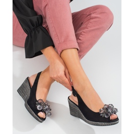 W. Potocki Sandales espadrilles compensées noires femme Potocki le noir 5