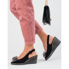 W. Potocki Sandales espadrilles compensées noires femme Potocki le noir 4