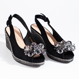 W. Potocki Sandales espadrilles compensées noires femme Potocki le noir 6