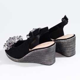 W. Potocki Sandales espadrilles compensées noires femme Potocki 1