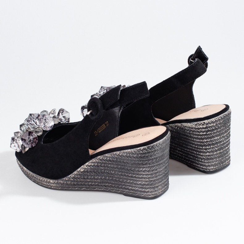 W. Potocki Sandales espadrilles compensées noires femme Potocki le noir 1