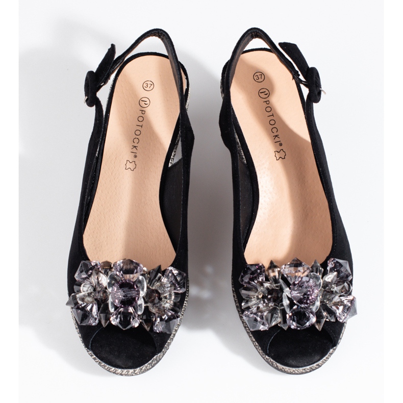 W. Potocki Sandales espadrilles compensées noires femme Potocki le noir 2