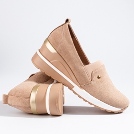 SHELOVET Chaussures compensées femme daim Potocki beige 3
