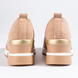 SHELOVET Chaussures compensées femme daim Potocki beige 5