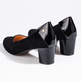Escarpins élégants en daim pour femmes sur un talon bas Vinceza noir le noir 2