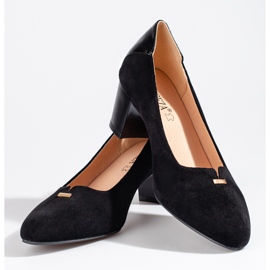 Escarpins élégants en daim pour femmes sur un talon bas Vinceza noir le noir 4