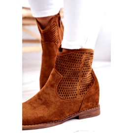 S.Barski Bottes Femme Daim Compensées Cachées Camel Solene brun 4