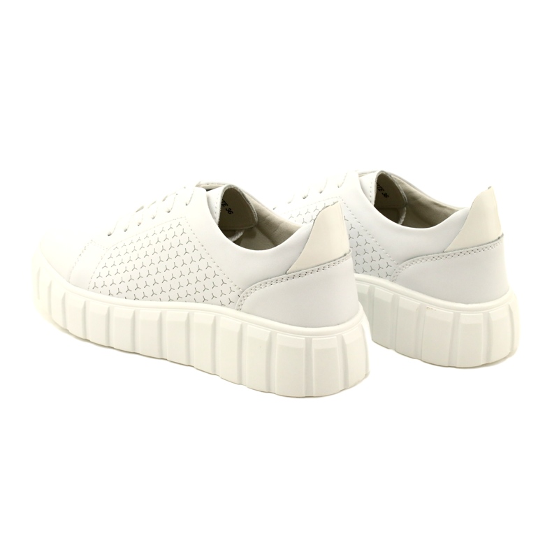 Evento 23PB32-5739 Baskets nouées en cuir blanc 6