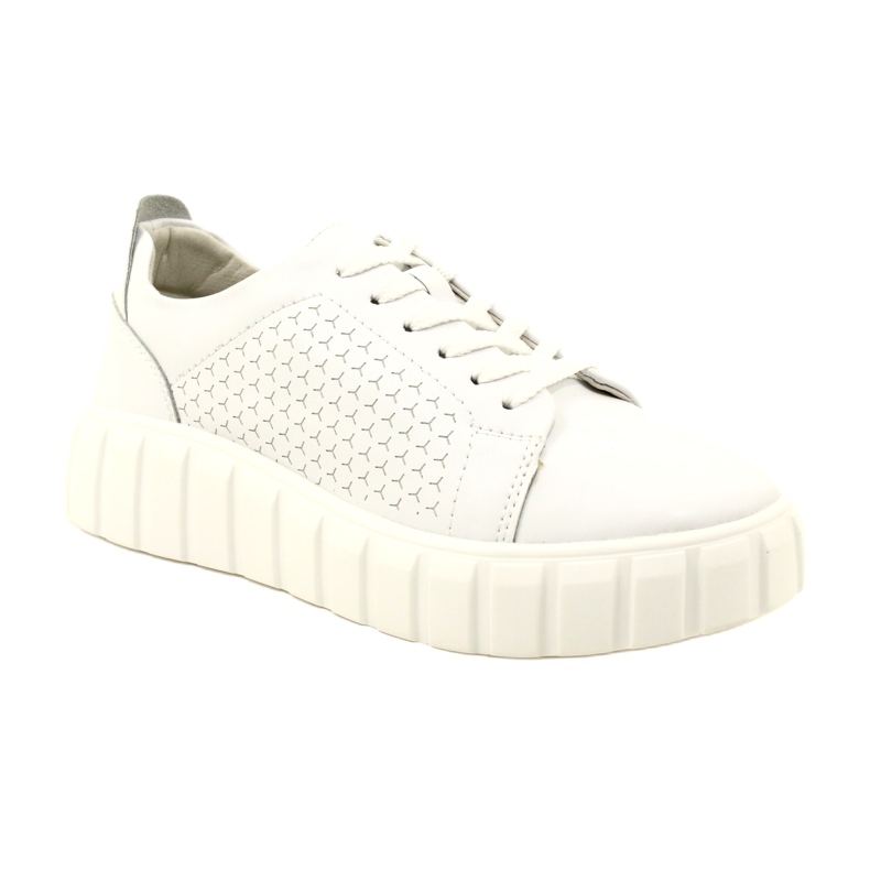 Evento 23PB32-5739 Baskets nouées en cuir blanc blanche 1 Evento 23PB32-5739 Baskets nouées en cuir blanc blanche 1