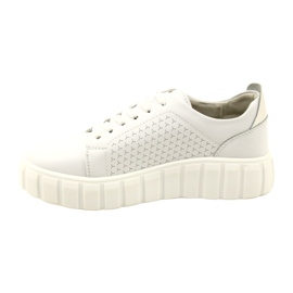 Evento 23PB32-5739 Baskets nouées en cuir blanc blanche 2 Evento 23PB32-5739 Baskets nouées en cuir blanc blanche 2