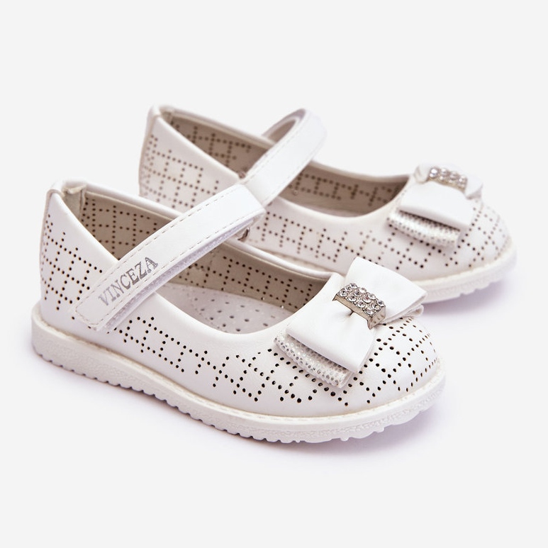 Vinceza Ballerines Enfant Avec Noeud Velcro Blanc Halle blanche 1
