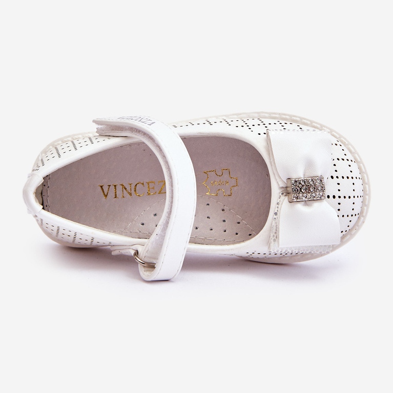 Vinceza Ballerines Enfant Avec Noeud Velcro Blanc Halle blanche 2