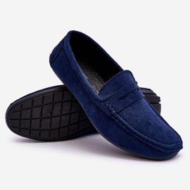 Mocassins en daim pour hommes Bleu marine Mack 3