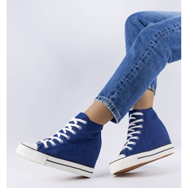 Baskets compensées en jean bleu 2