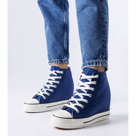 Baskets compensées en jean bleu 1